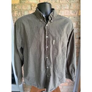 Columbia Mens Small Green Plaid Long Sleeve Button Down Shirt AM7139 Cotton